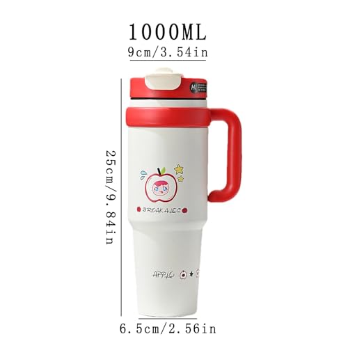 Apple Blush red 1000 ml tumbler with straw and lid