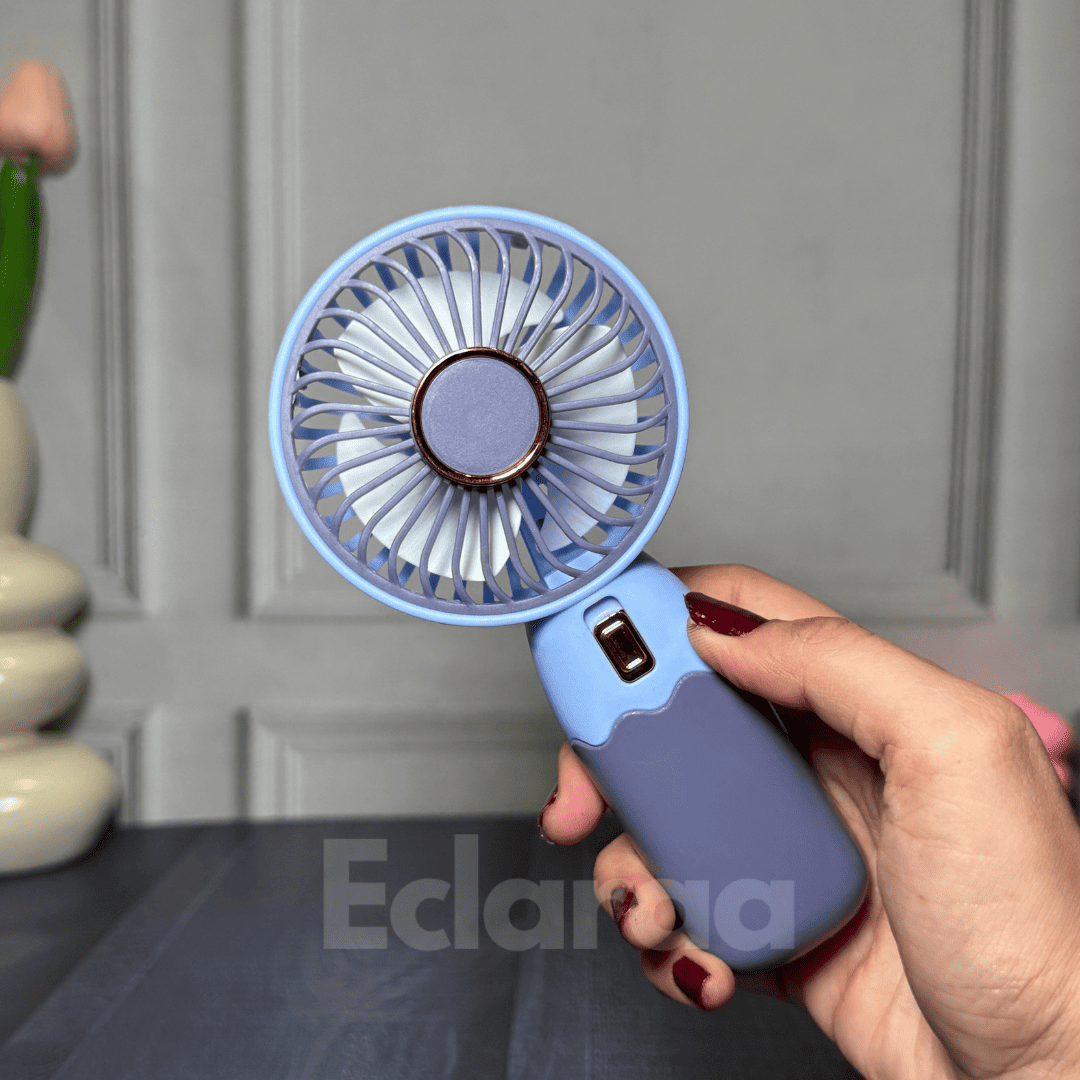 Blue Rechargeable Mini-Fan with USB cable