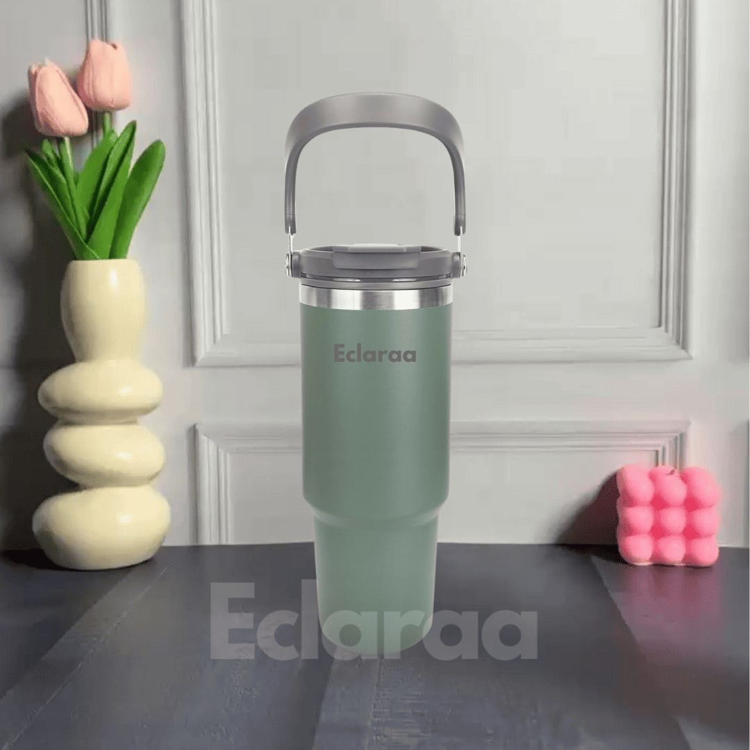 Eclaraa 900ml Green insulated tumbler with handle