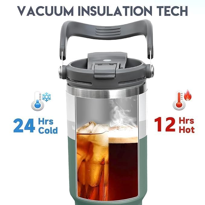Vacuum-insulated tumbler showing temperature retention capabilities