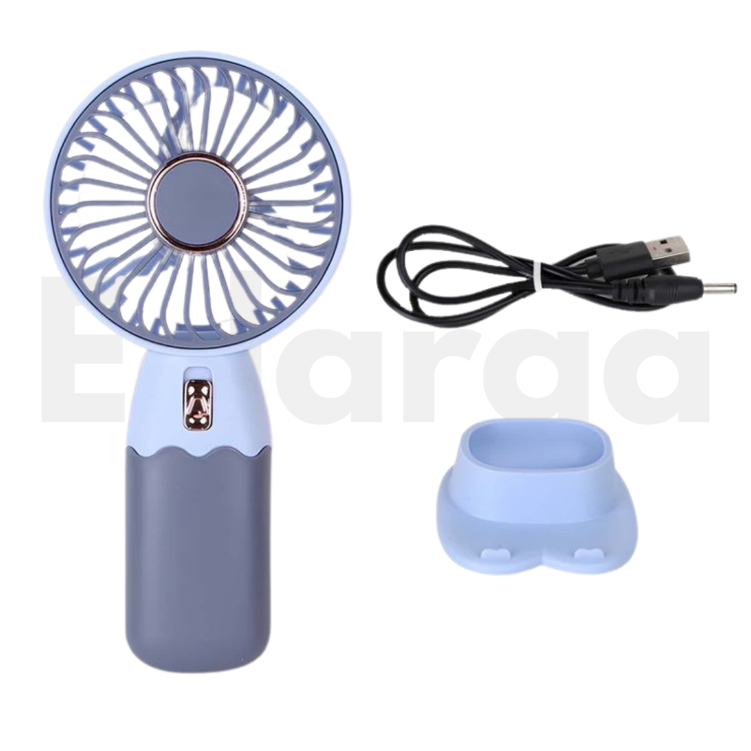 Portable fan with USB cable in blue color