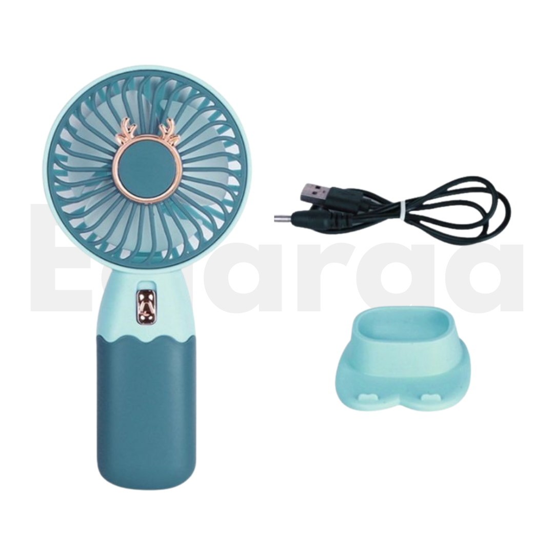 Portable fan with USB cable in mint green color