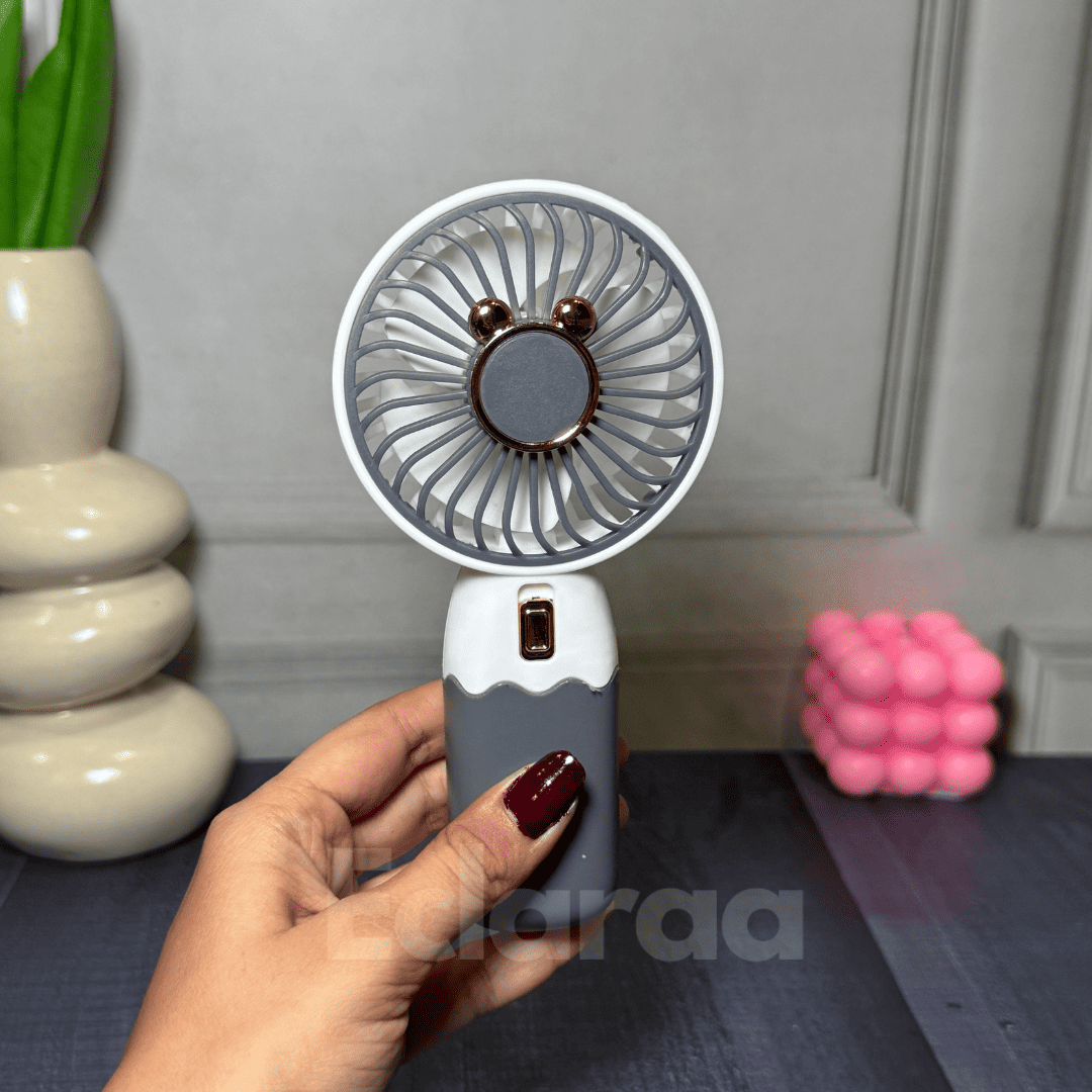 Portable fan with USB cable in white and grey color