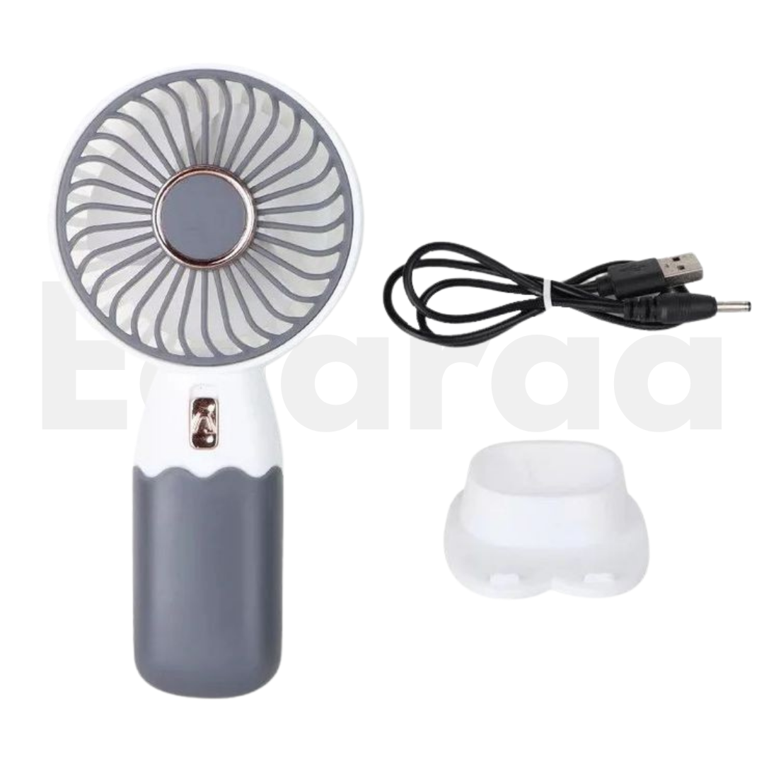 Portable fan with USB cable in white and grey color