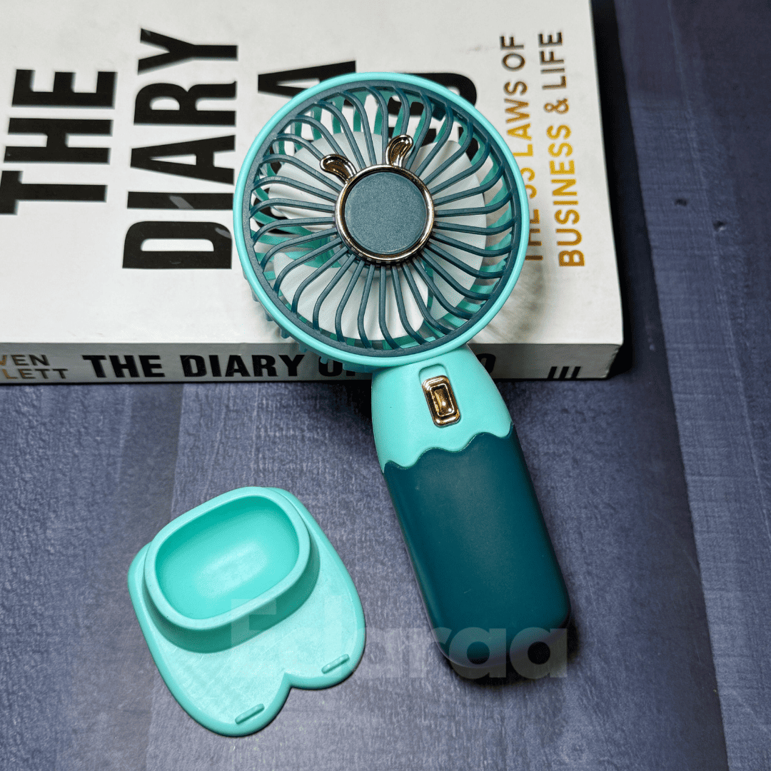 Portable fan with USB cable in mint green color