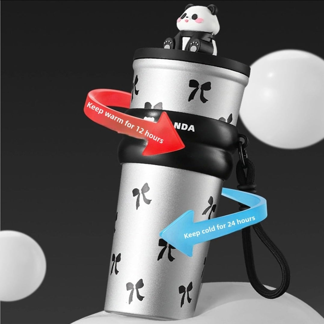 Stainless steel sipper with panda design
