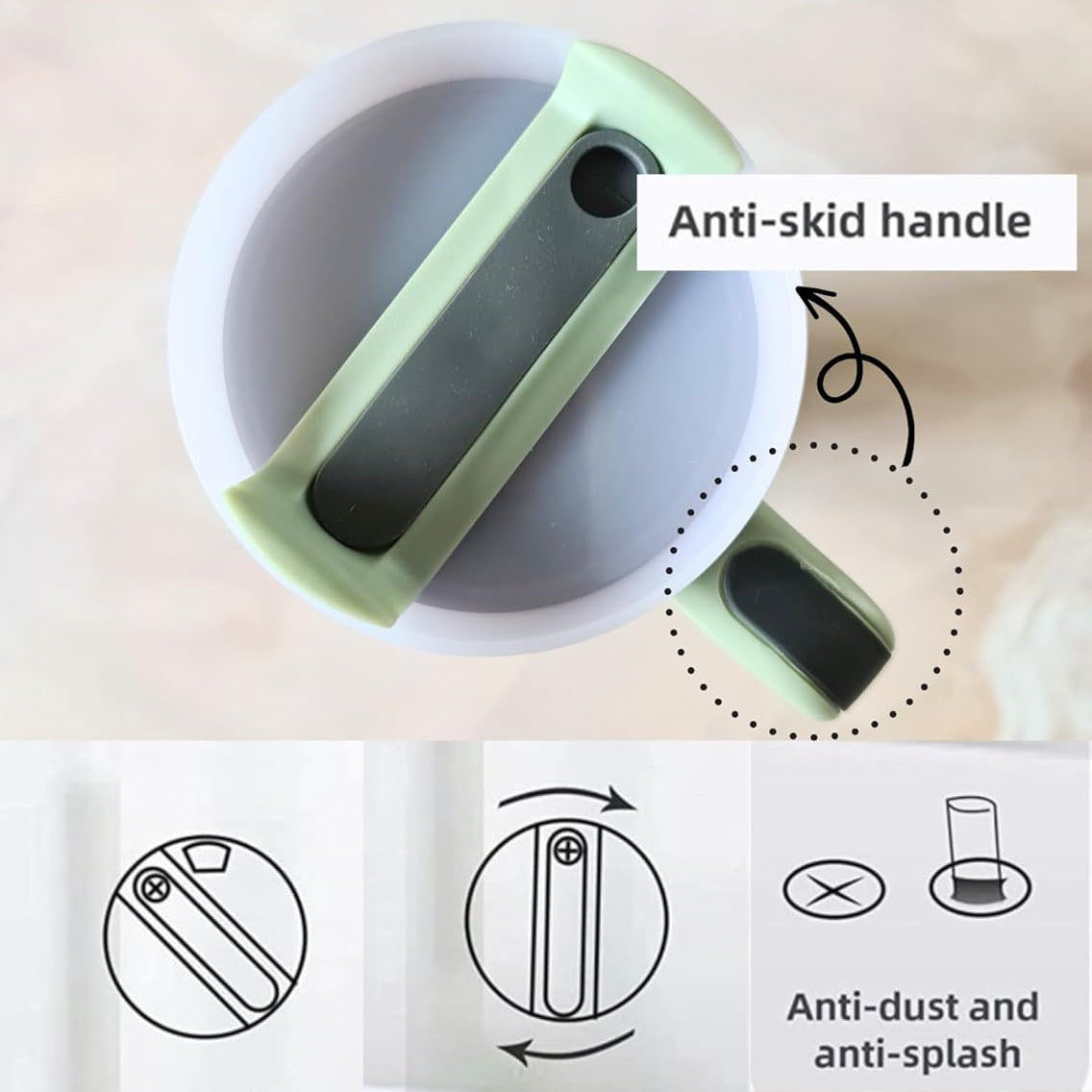 Product with an anti-skid handle on a light background