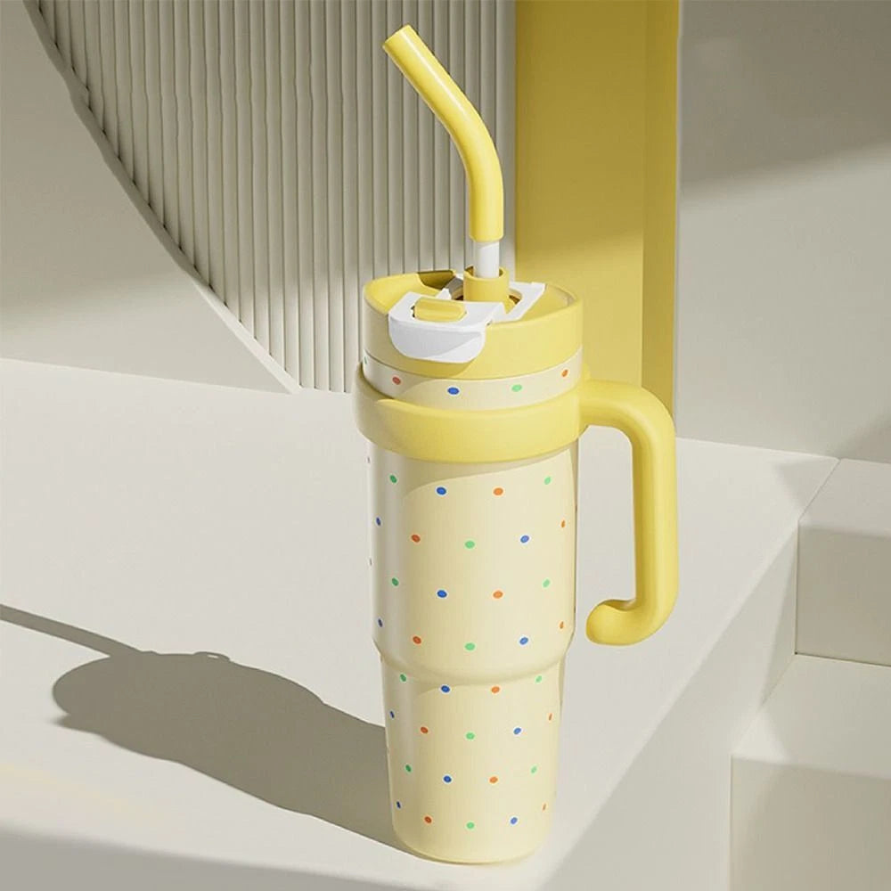 yellow cute Stainless steel sipper for office girls – Bing Ba Cup 1000ml