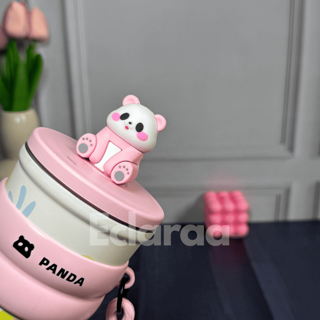 Pink Pookie Panda Sipper 700ml insulated stainless steel tumbler with straw and lid