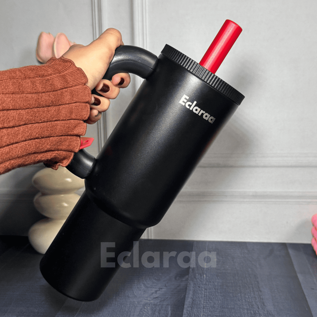 Petron Tumbler 40oz Black – Stainless Steel Insulated Water Bottle Front View