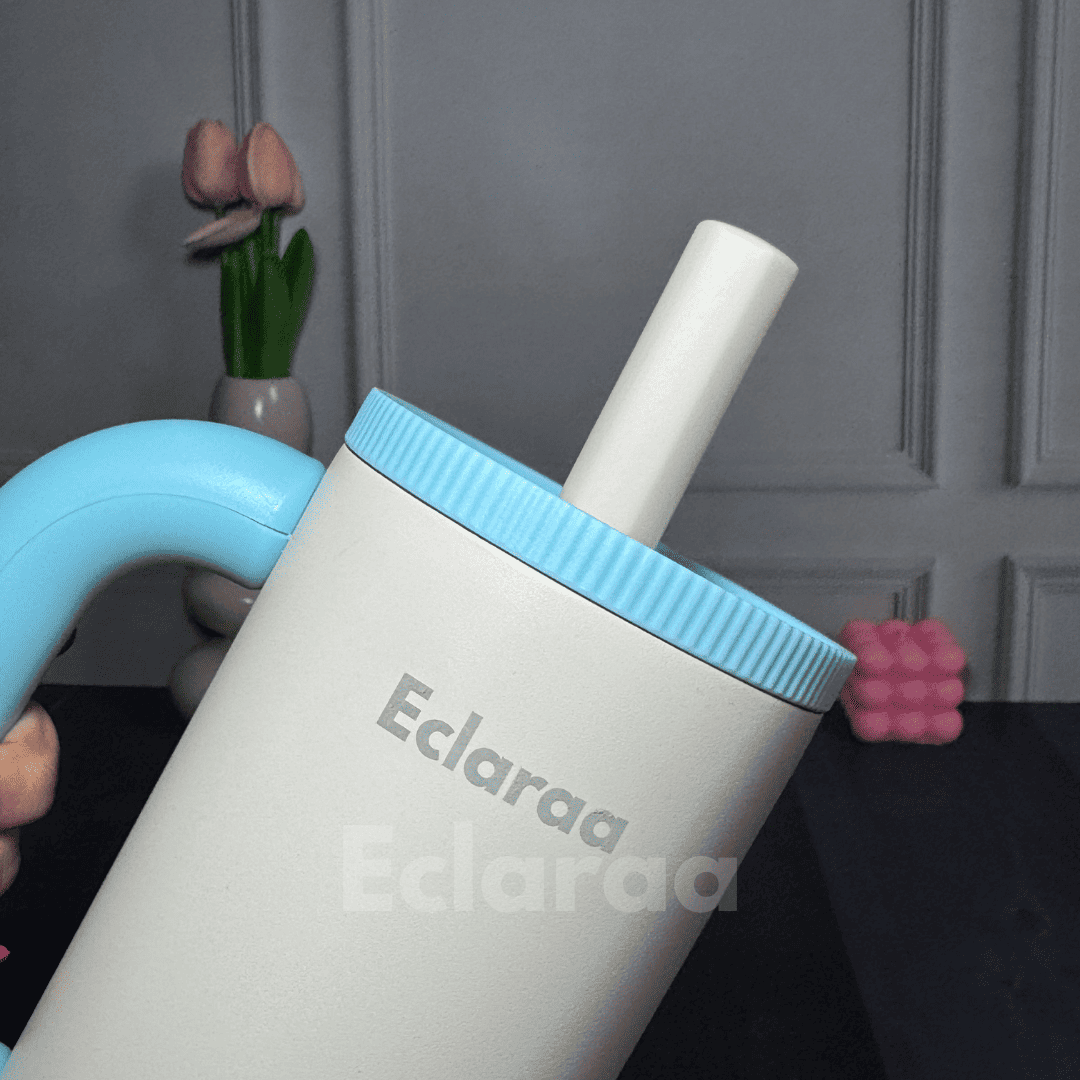 White Petron Tumbler 40oz with Ergonomic Handle and Leak Proof Straw Lid