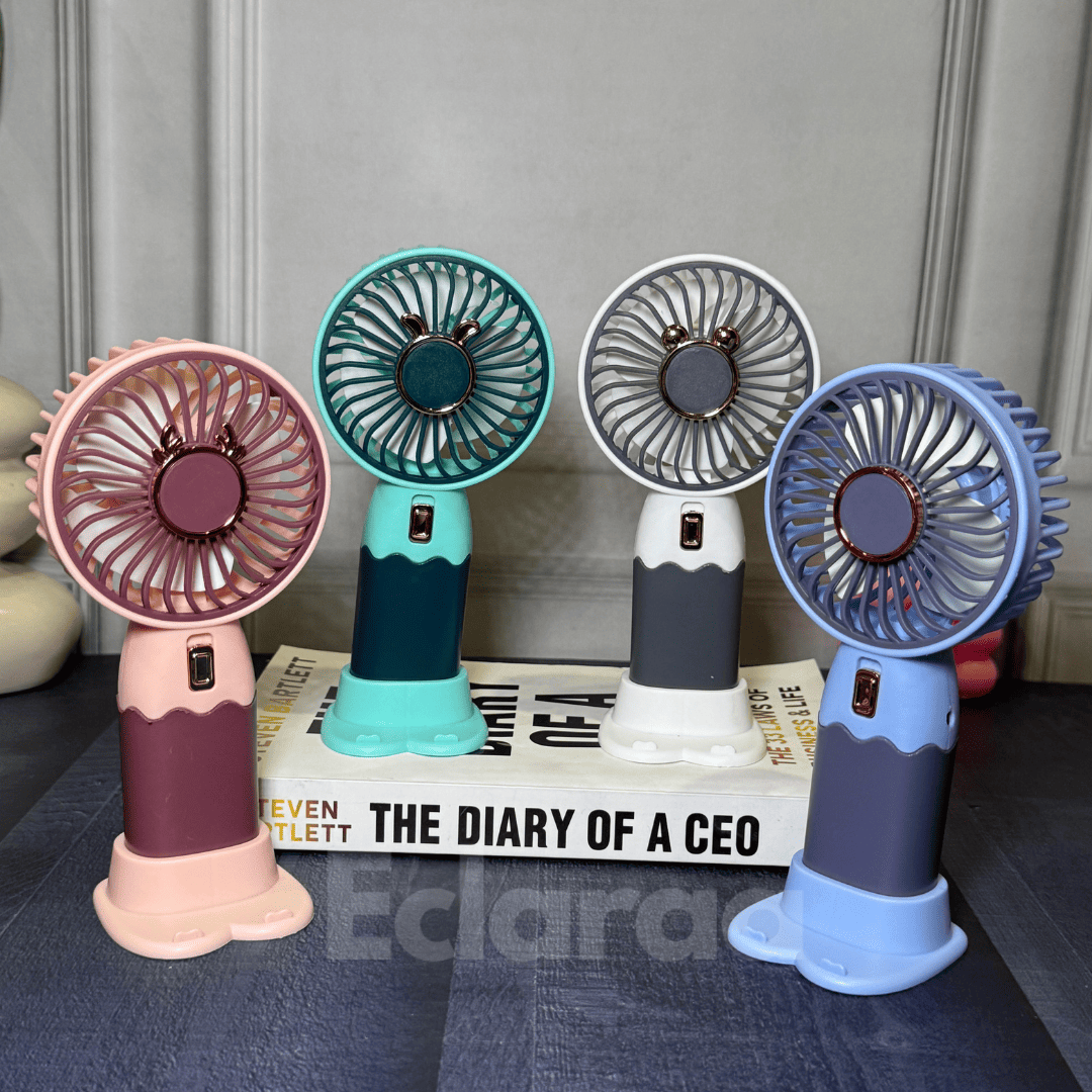 rechargeable mini-fan with phone stand