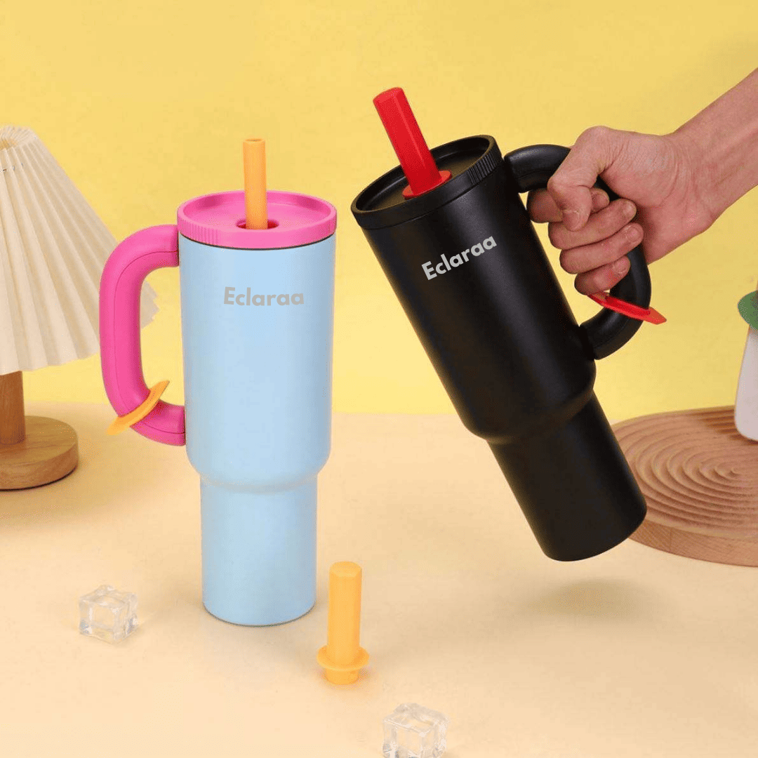 sky blue and black Petron Tumbler 1200ml Side View – Large Capacity Stainless Steel Tumbler