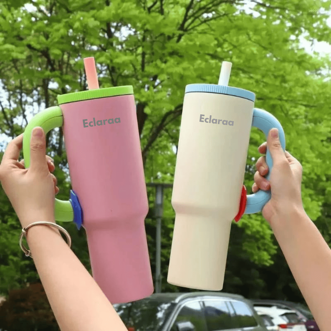 White and pink Petron Tumbler 1200ml Side View – Large Capacity Stainless Steel Tumbler