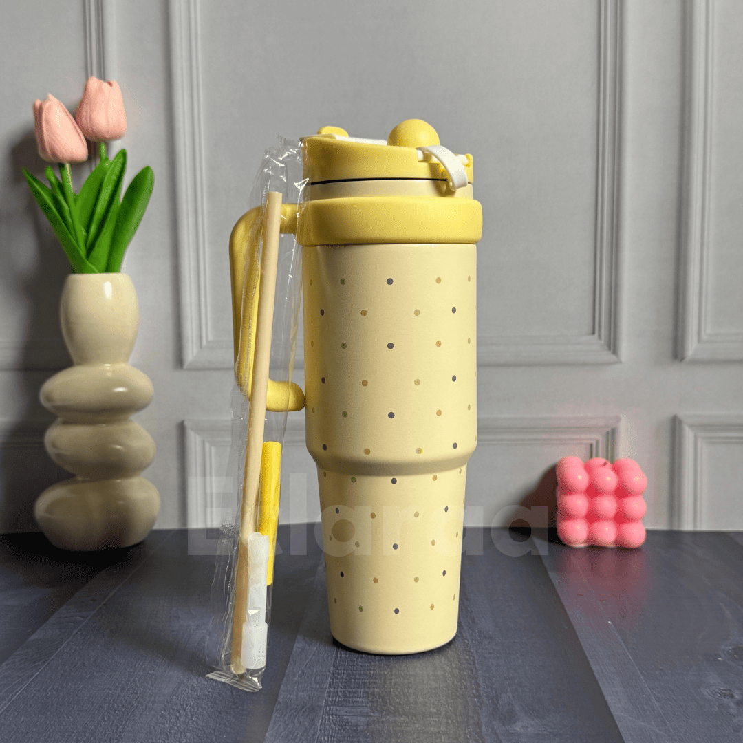 yellow bingba cup 1000ml with straw and leakproof lid