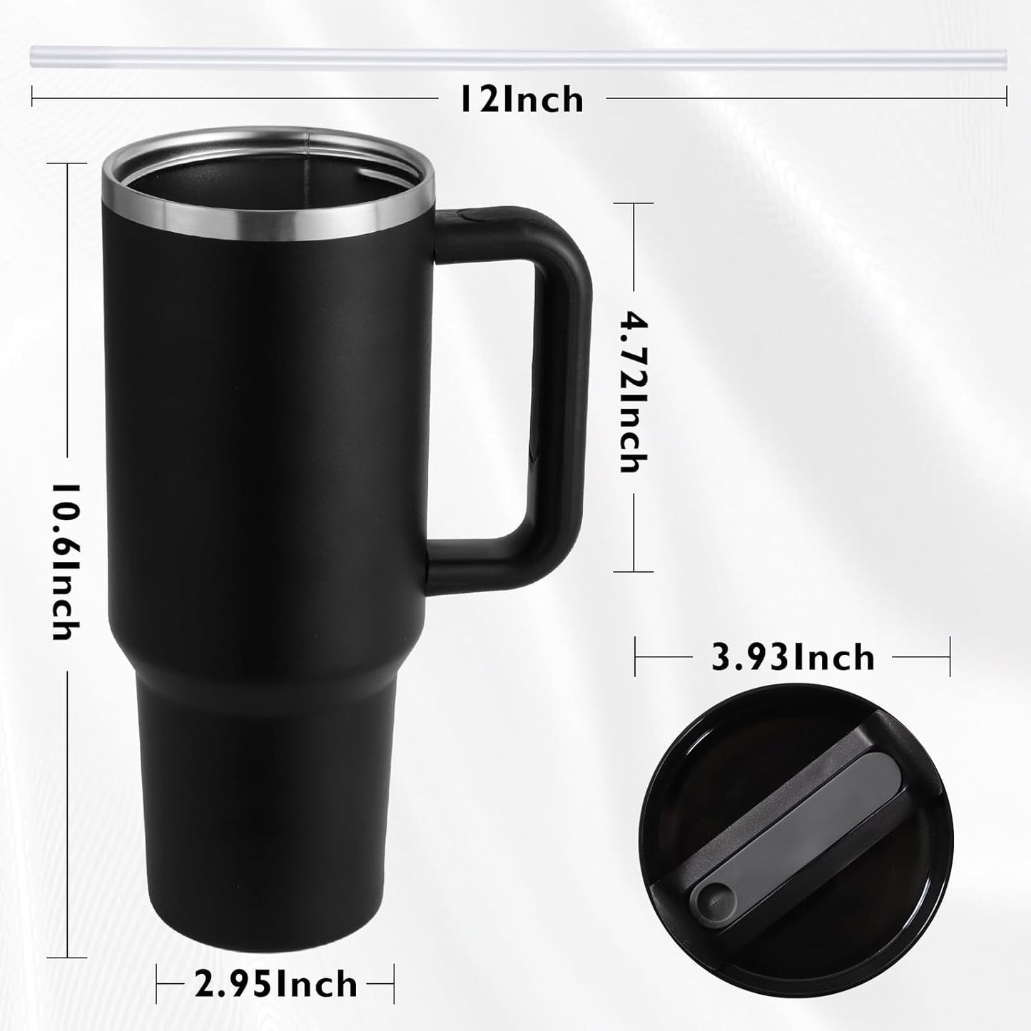 Size and dimensions of 40oz personalized stainless steel tumbler
