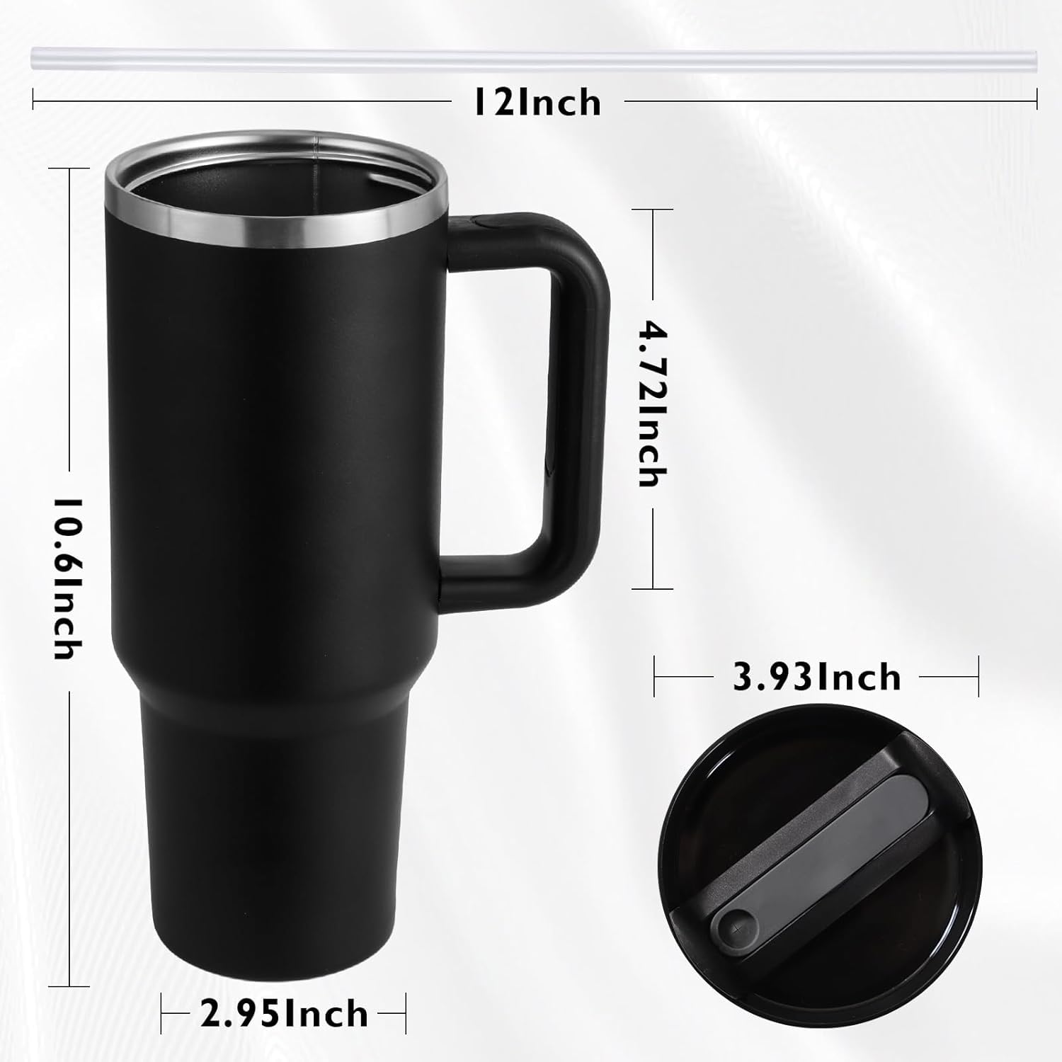 Size and dimensions of 40oz personalized stainless steel tumbler