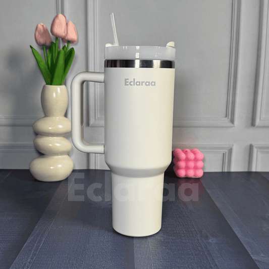 40oz cream stainless steel cup with double-wall insulation