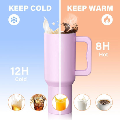 Bliss 40oz Steel Tumbler – Leak-Resistant Insulated Cup with Straw & Lid