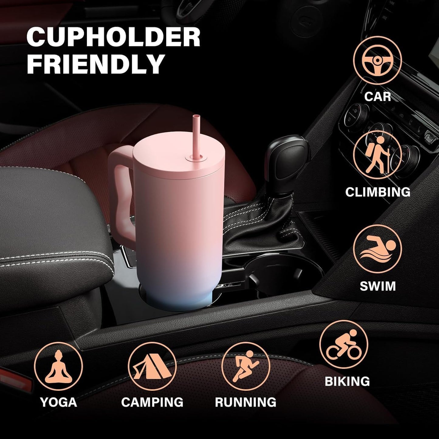 Bliss 40oz Steel Tumbler – Leak-Resistant Insulated Cup with Straw & Lid