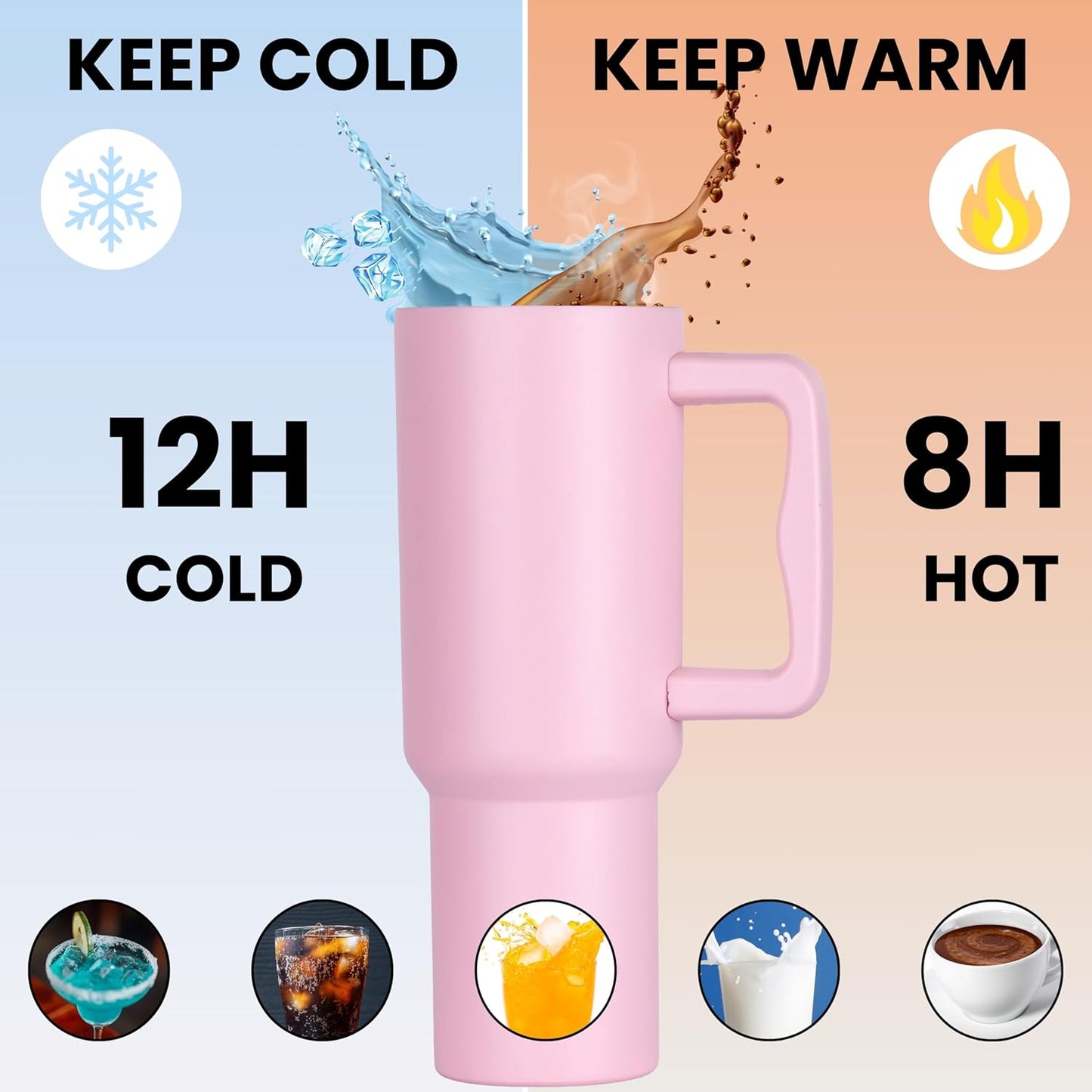 Bliss 40oz Steel Tumbler – Leak-Resistant Insulated Cup with Straw & Lid