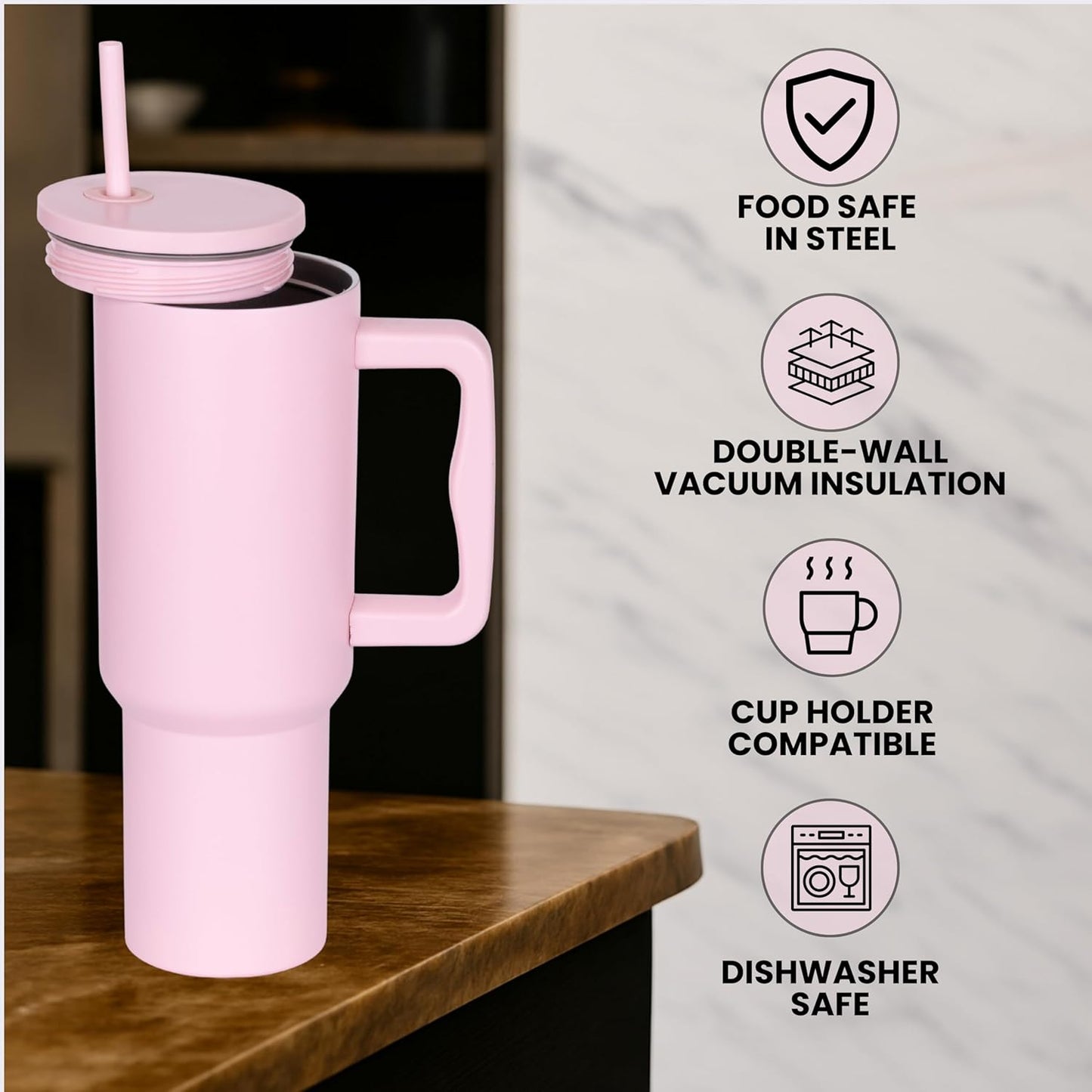 Bliss 40oz Steel Tumbler – Leak-Resistant Insulated Cup with Straw & Lid