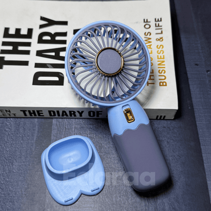 Blue cute rechargeable mini-fan with usb cable