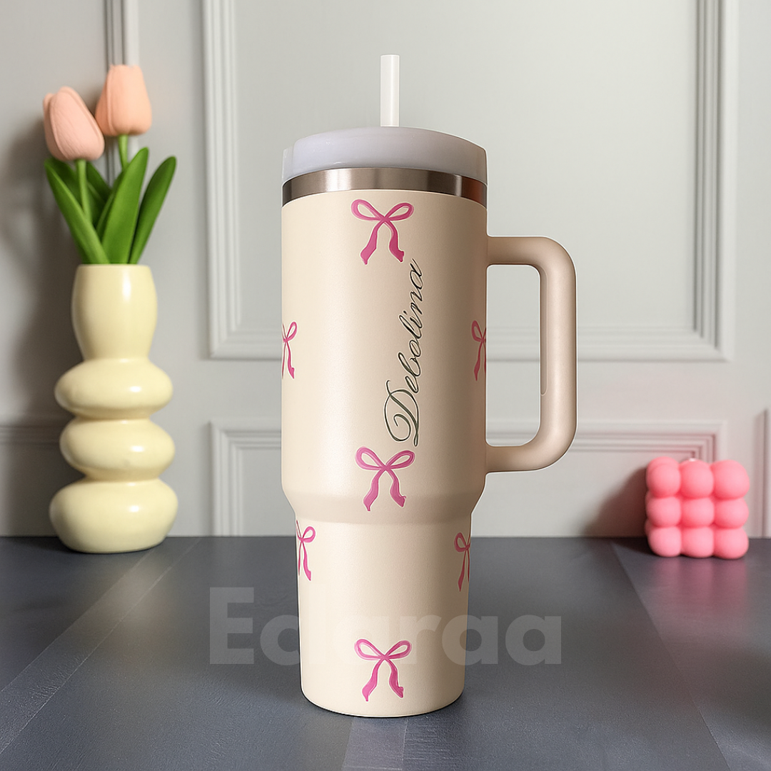 Custom Pookie tumbler 40oz Steel Tumbler lid and straw