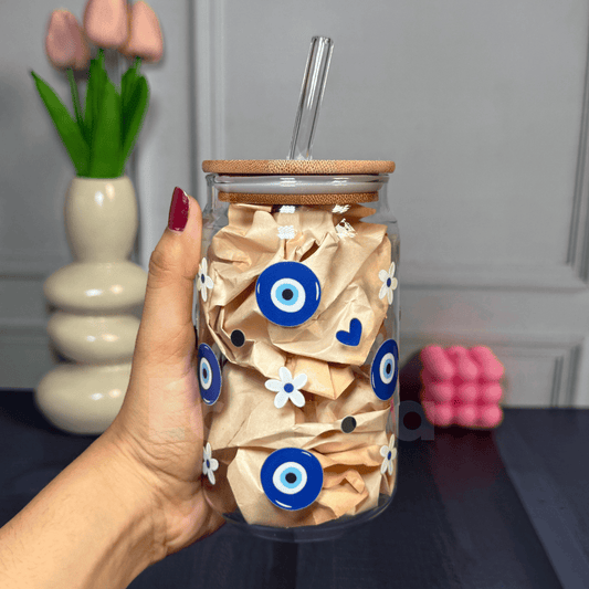 Evil eye 540ml sipper with straw and lid