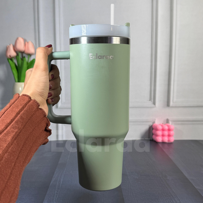 eclaraa Green travel tumbler 1200ml with lid and straw