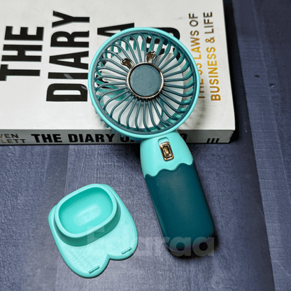 Portable fan with USB cable in mint green color