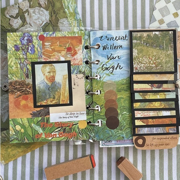 Vintage Van Gogh scrapbook stickers, tapes and postcards