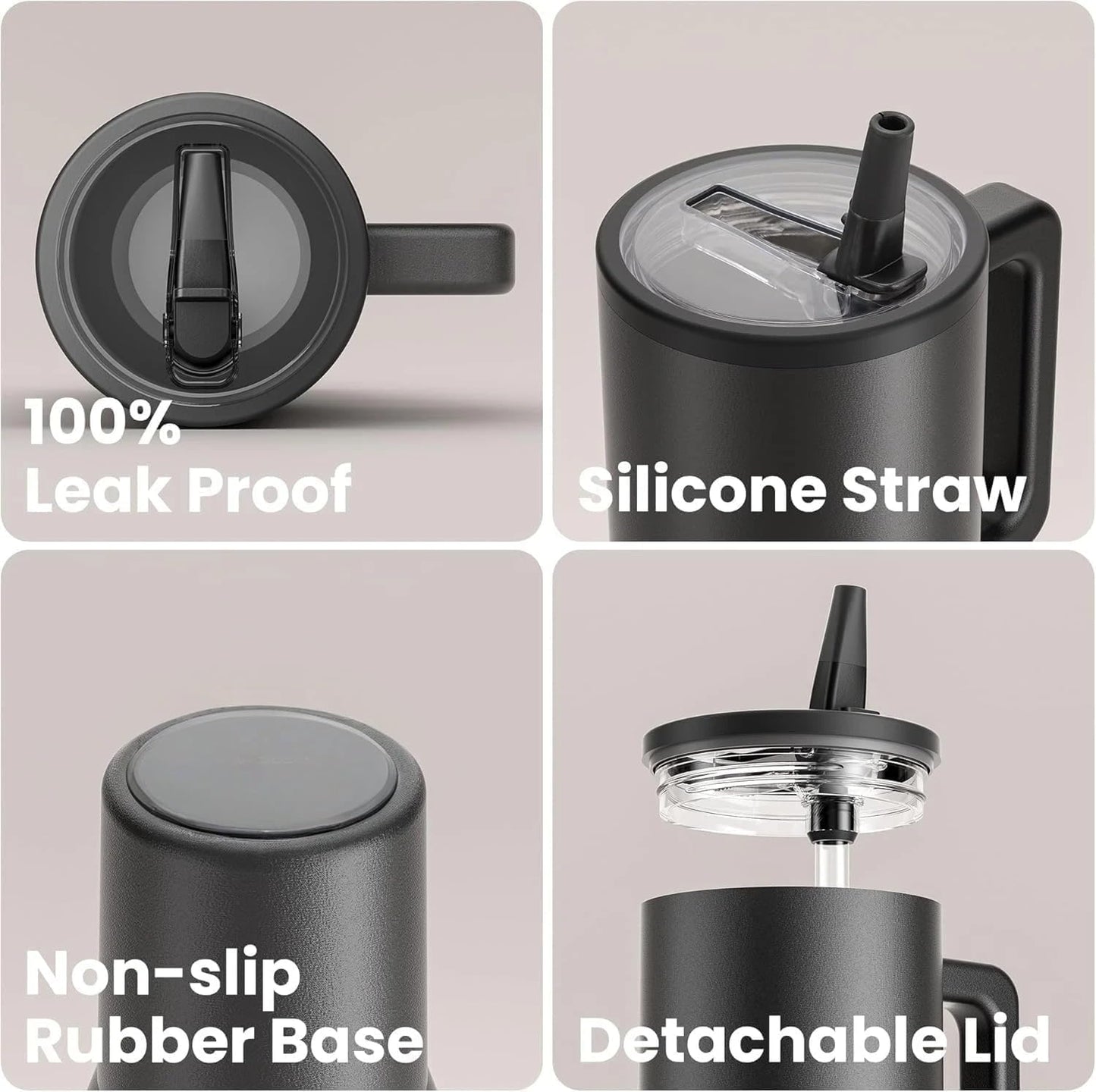 Black 40oz steel travel tumbler in daily use for gym, office, and commute