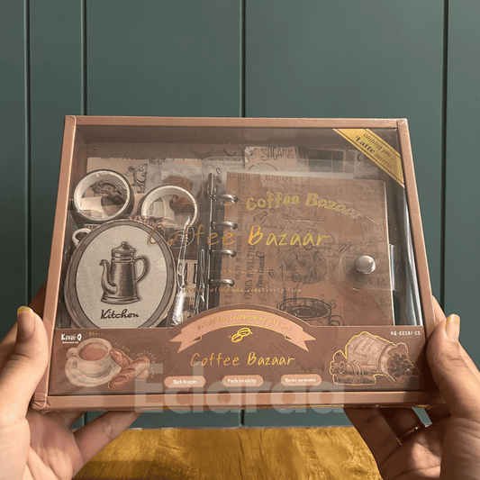 Coffee Bazaar Scrapbooking Kit with themed journal and supplies