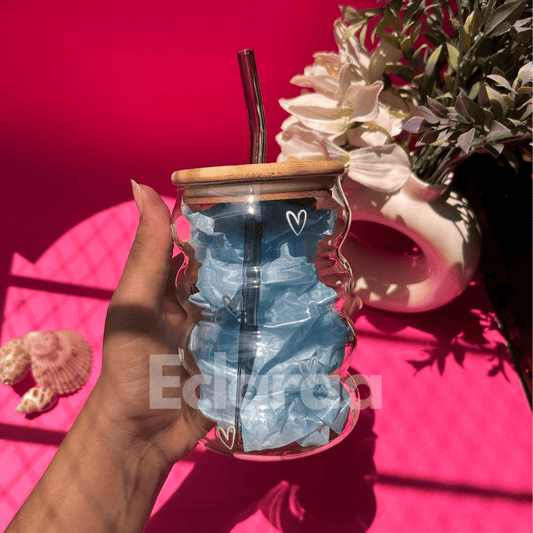 Aesthetic cola can-shaped glass cup with straw and lid – 18oz capacity