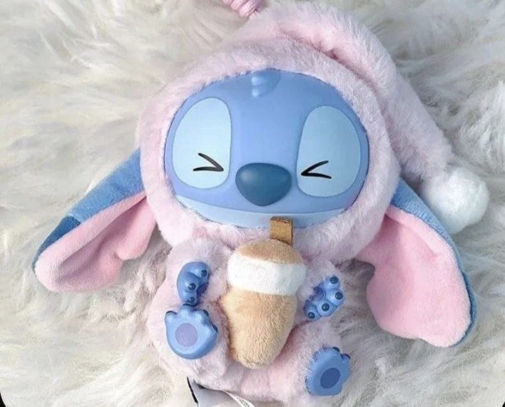 Cute Stitch plush keychain with food accessory from Miniso blind box