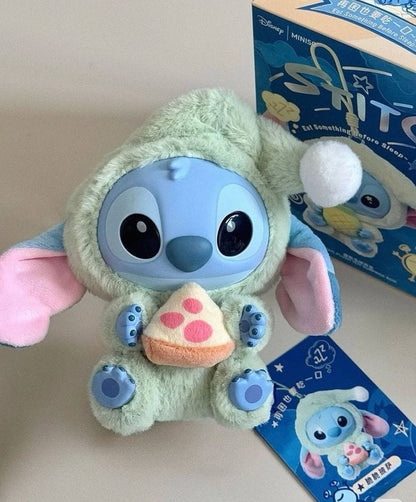 Miniso Stitch surprise plush toy collectible with sleepy pose and food accessory