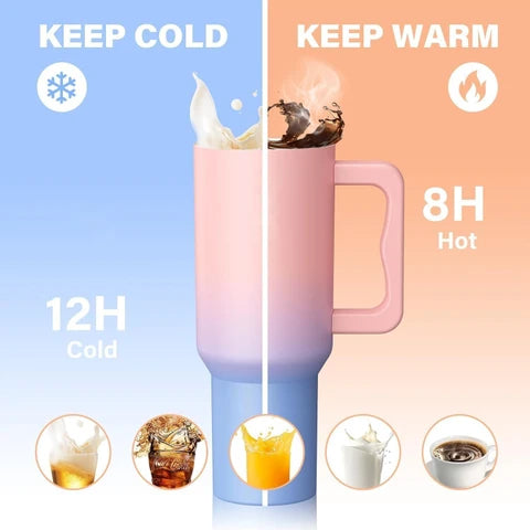 Bliss 40oz Steel Tumbler – Leak-Resistant Insulated Cup with Straw & Lid