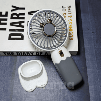 Rechargeable and Portable fan with USB cable in white and grey colors
