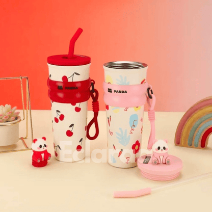 pink and red cute panda water bottles 700ml