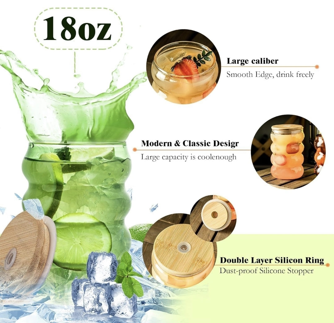 round glass tumbler dimensions 530ml with features highlighted on a white background