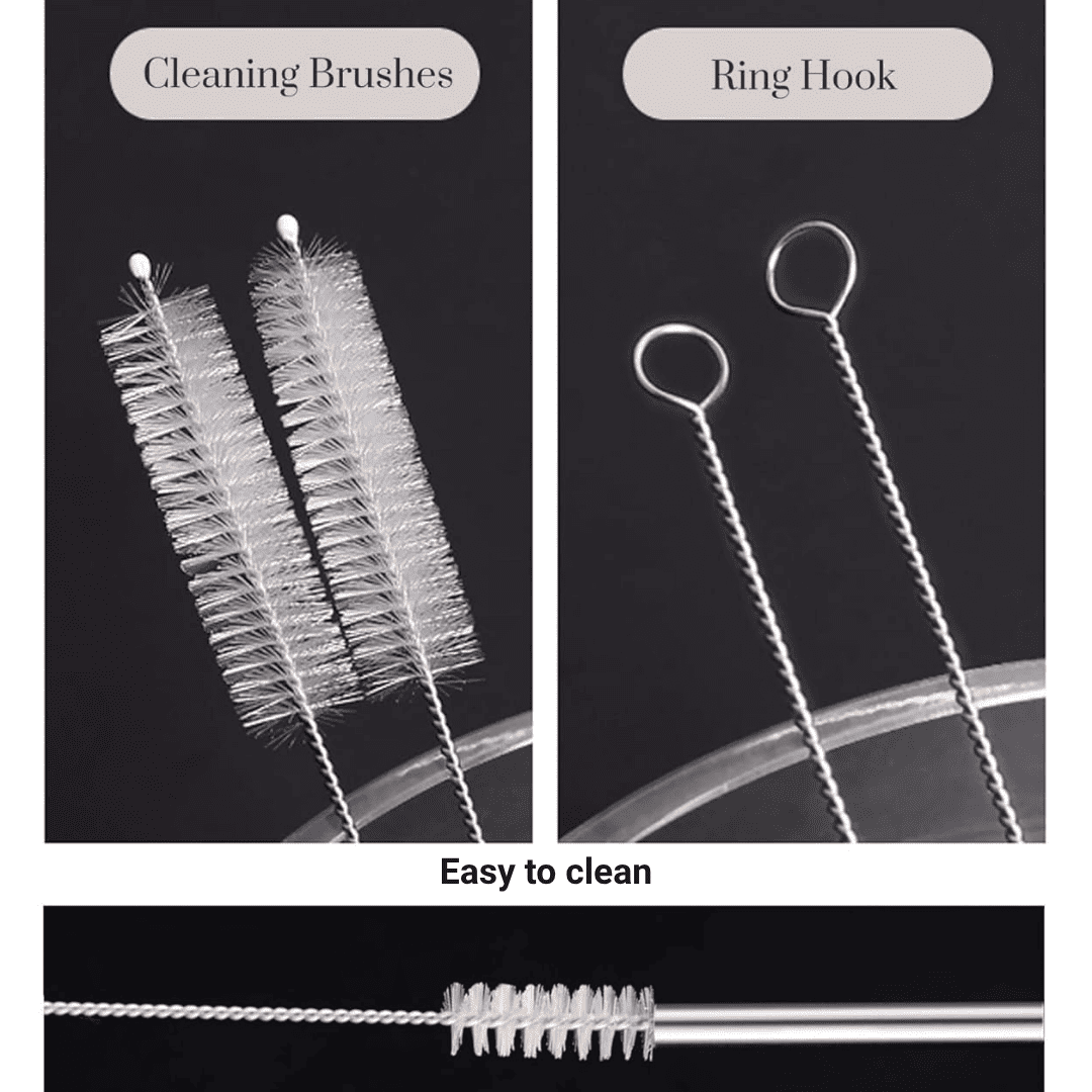 Stainless Steel Straw Set with Cleaning Brush – Eco Friendly Reusable