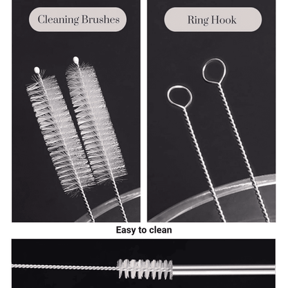 Stainless Steel Straw Set with Cleaning Brush – Eco Friendly Reusable