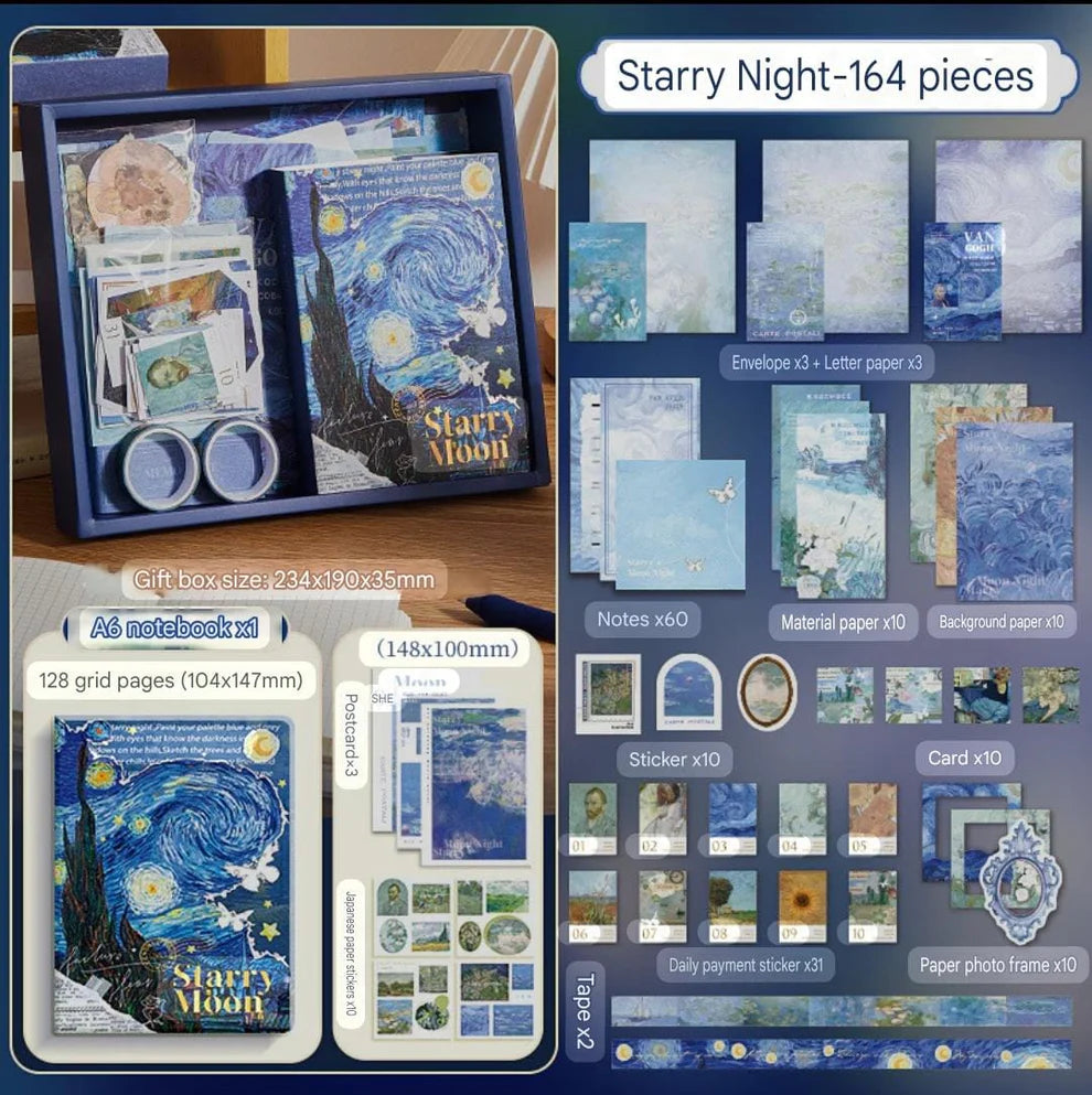 van gogh sticker sheets and creative journaling cards – Starry Night theme
