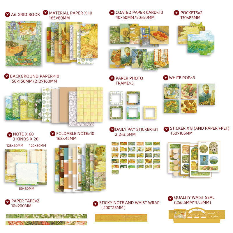 Vintage Van Gogh Scrapbooking Kit with 160+ creative supplies