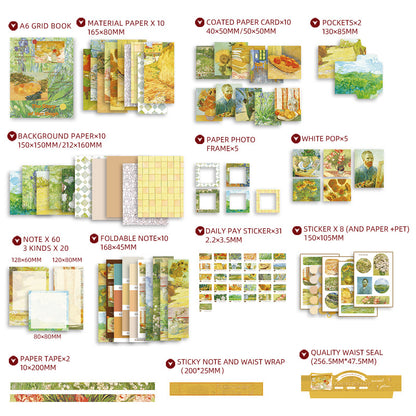Vintage Van Gogh Scrapbooking Kit with 160+ creative supplies